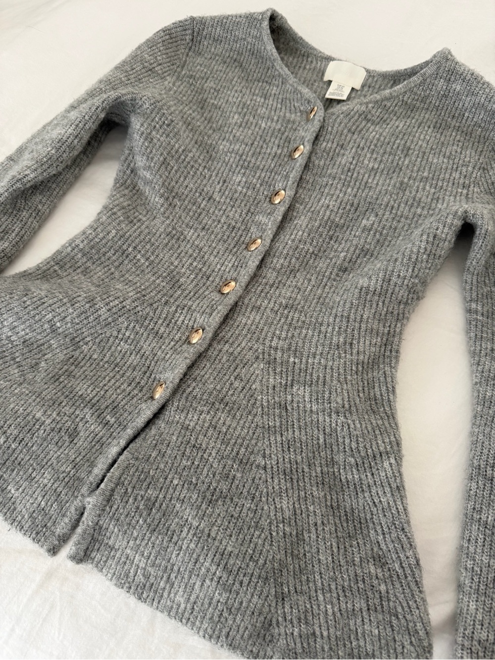 H&M Gray Ribbed Button Cardigan - Picture 4 of 7